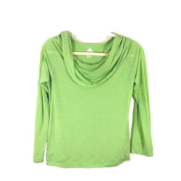 ADIDAS Womens Small Top Cowl Neck Hoodie Pullover Long Sleeve Lightweight Active - Picture 1 of 6